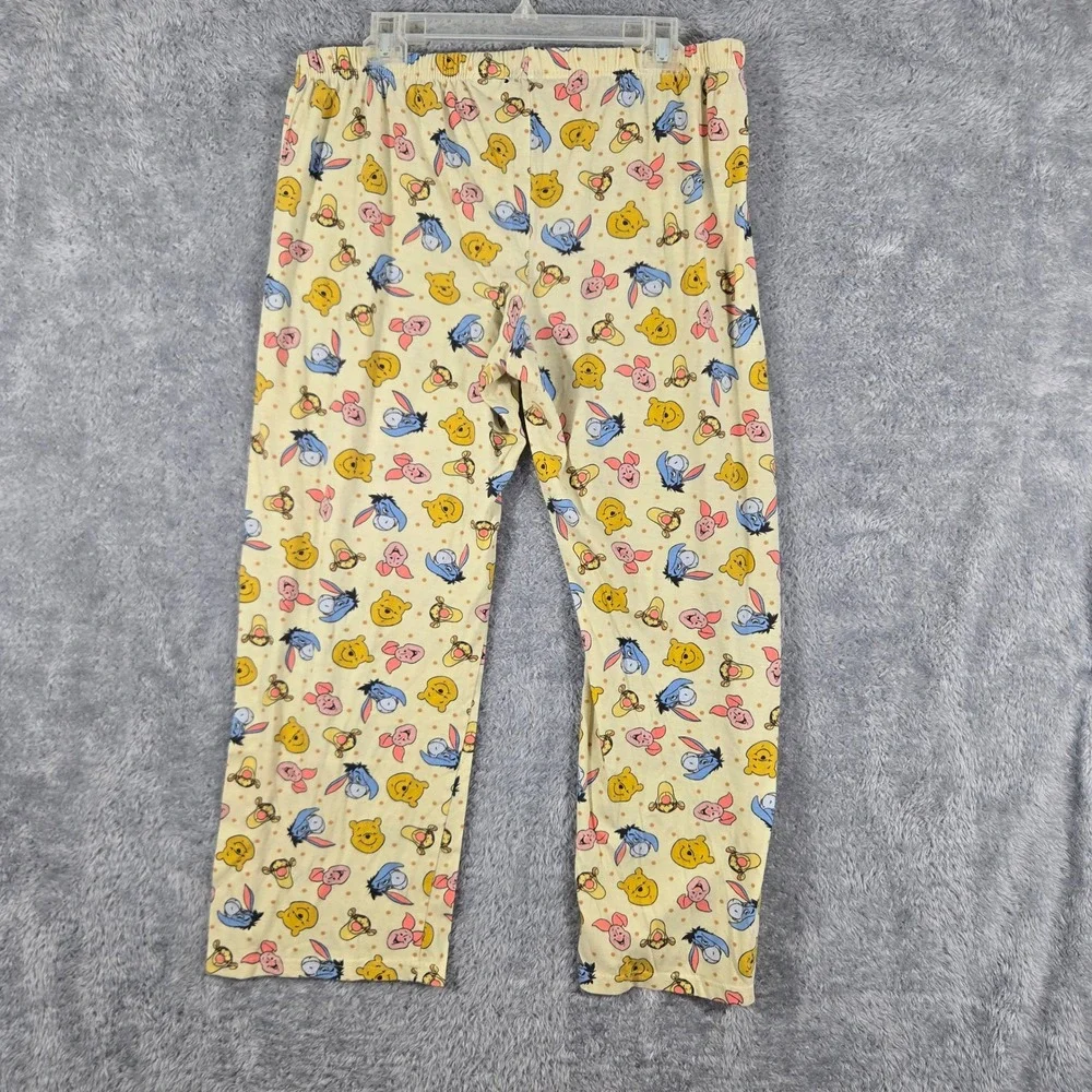 Disney Winnie the Pooh Pajama Pants Womens Yellow Character Print Lounge Medium - Picture 2 of 6